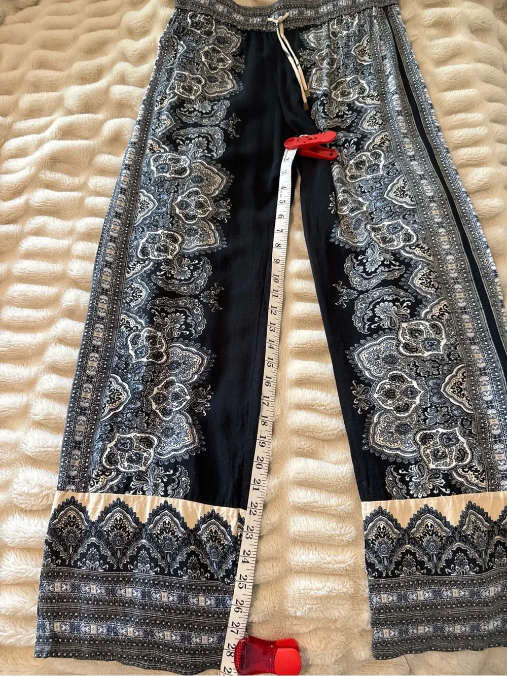 Cynthia Rowley‎ Paisley Wide Leg Cropped Pants Size Large 100% Rayon